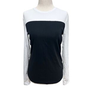 Ralph Lauren Black and White Long Sleeve Women's Top Sz L Minimalist